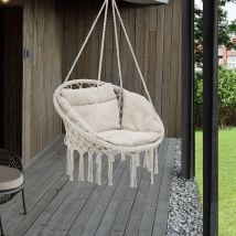 Casa.pro - Hängesessel Kailua Max. 150 Kg Indoor Outdoor Mit Kissen Creme