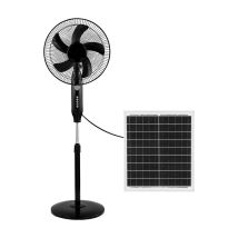 Ventilador De Pie Solar Boreal Negro 30w Dc Batería De Litio De 9h Duración Con Panel Solar Y Puerto Usb Cable 4,2 Metros