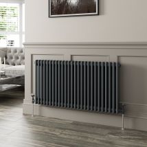 Galiflo - 600 X 1190mm Double Horizontal Traditional Colosseum Anthracite Column Radiator