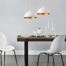 Set De 2x Lámpara Colgante Toulon - 145 X Ø 30 Cm - E27 - 60w - Metal - Blanco Y Oro [ Lux.pro