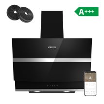 A+++ Cappa Inclinata 60cm 650 M3/h 4 Livelli Booster Vetro Nero -736nbk60 - Ciarra