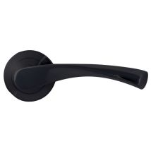 Griff mit Rosette (Ø5 cm) – Aluminium – Schwarz Satin – Türgriff für Zimmertüren