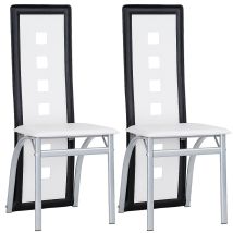 Esszimmerstühle 2er-set,aus Kunstleder, Für Küche, Esszimmer,weiß+schwarz