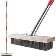 Heavy Duty Metal Broom With Telescopic Handle (145 Cm), Rigid Metal Brush For Removing Weeds, Moss And Stubborn Stains, Scouring Broom For Patio, 