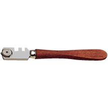 SILBERSCHNITT Glasschneider HM mit Holzheft – Ø 5 mm Hartmetall-Rädchen – für dickes Glas 3-6 mm – 135° Schneidewinkel – 30 g