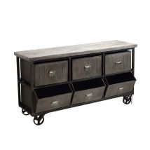 Waschtischunterschrank Holz Metall – 150 x 45 x 88 cm – 2 Tabletts, 3 Körbe – Badezimmermöbel im Industrie-Stil