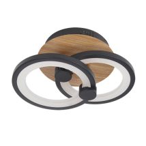 Sydney - Plafon 32w 3000-4000-6500k Negro/madera Oscura 14x30x20cm 4160lm Remoto,regulable,memoria