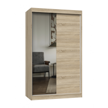 Paolo - Armario Con 2 Puertas Correderas - 1 Espejo - L. 120 Cm - Dormitorio Vestidor Con 2 Puertas