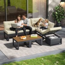 Ensemble De Mobilier De Jardin Multifonctionnel, Doté D'Un Dossier Réglable Sur 3 Positions Et D'Une Fonction D'Inclinaison, Avec Des Coussins 