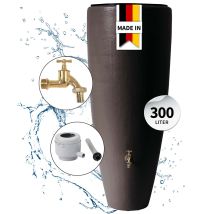 Garantia - 2in1 Wasserbehälter Komplett-set 300 Liter Mocca Inkl. Messing-auslaufhahn Und Fallrohranschluss