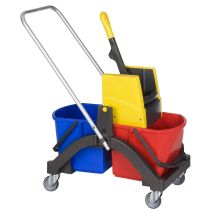 Carrello di pulizia AQUVA con timone – 2 secchi da 17 litri – Polipropilene – Altezza 850 mm – Lunghezza 1040 mm – Larghezza 400 mm – VERMOP