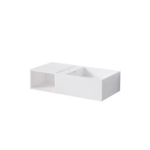 Steinberg – Lavabo mural Serie 443 en Mineo Stone blanco mate – Diseño angular, 800x400x200 mm, 1 agujero para grifo