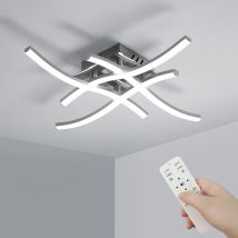 Goeco Modern Dimmable Chandelier, 2700k-6500k Stepless Dimming Led Ceiling Lamp With Remote Control, 24w 220v Wavy Chandelier Indoor Ceiling Light For