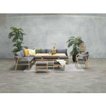 Garden Impressions Dining-ecklounge "cubatao" Inkl. Sessel, Sitzbank, Tisch, Hockern Und Kissen, Natur / Grau, Links