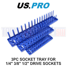 Us Pro Socket Rail 3pc Metric 1/4"" 3/8"" 1/2"" Stand Tray Rack Storage Holder 2219