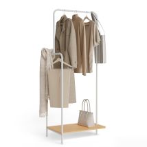 Newlux-appendiabiti Da Terra Resistente Fino A 18kg Hangy Wood 100 Con Scarpiera. Attaccapanni Da Terra Metallico Con Binario Laterale Grande 