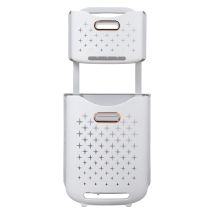 Bathroom Double Layer Foldable Gold-rimmed Laundry Hamper 39cm W X 29cm D X 76cm H