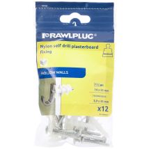 Rawl - Plug R-s1-dra01/12 Nylon Self-drill Plasterboard Fixing Pack Of 12 Raw07015