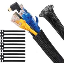 Manicotto Intrecciato Regolabile 3m, Gestione Cavi In ​​pet, Custodia Intrecciata Divisa, Organizzatore Cavi, Protezione Per Cavi Tv/computer/usb/