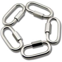 Irisfr - M6 Stainless Steel Quick Release Carabiner Chain Links In D-shape, 5 Pieces