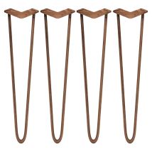 4 X 28' Hairpin Legs - 2 Prong - 12mm - Antique Copper