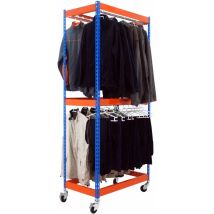 Simonrack Estantería para ropa colgada azul/naranja – 2000 x 1500 x 750 mm – Capacidad de carga 30 kg