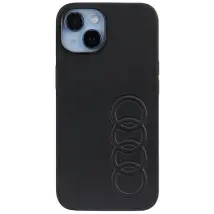 Funda Rígida Audi De Piel Sintética Para Iphone 14/15/13 De 6,1 Pulgadas, Color Negro/negro (au-tpupcip14-tt/d1-bk)