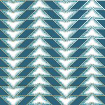 Holden - Teton Geometric Wallpaper Teal Gold Metallic Chevron Contemporary