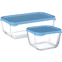 Pasabahce - Snow Box Aufbewahrungsset Blau Deckel, 3 Stück - 1200ml + 275cc + 275cc