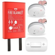 Elro Ff0404 Lot De 2 Détecteurs De Fumée Co Avec Couverture Rigide De 1,2 M