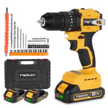 Taladro De Impacto Inalámbrico Sin Escobillas De 21 V, 50 Nm, Taladro De Doble Velocidad Con Mandril De 13 Mm, 25+3 Ajustes De Par, 30 Accesorios