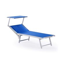 Rebecca Mobili Sdraio Lettino Blu Alluminio Textilene Spiaggia Balcone 38x186x61
