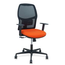 Sedia Alfera sincro nero mesh BALI arancio scuro – Ergonomica con braccioli regolabili – Base girevole 360o – Prodotto in Spagna
