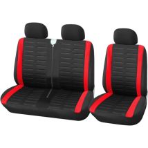 Van Seat Covers, Single And Double Car Seat Covers For Single Driver's Seat And Double Passenger Seat. 2+1 Seat Covers, 3d Stripe Print (red)
