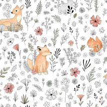 Muriva - Children's Animal Print Floral Wallpaper White Naturistic Paste The Wall