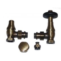 Kit termostatico retrò bronzo 15x21 – Valvola ad angolo – Filettatura: 1/2" – Design vintage