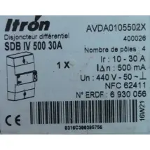 Itron - 400026 Connection Circuit Breaker - Diff 500ma - 4p 10-30a - Sdb Iv 000 30a