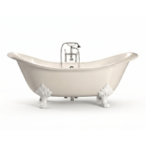Freistehende Gusseisen Badewanne Kingston Weiß Füße Chrom 182