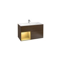 V&b Waschtischunterschrank Wandbeleuchtung Finion 99,6x59,1cm, Reg Li Gol M, Walnut Veneer
