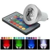 RGB LED-Spot GU10 3W mit Fernbedienung – programmierbare Effekte – 12 Farben – energiesparend – 25000 Stunden Lebensdauer