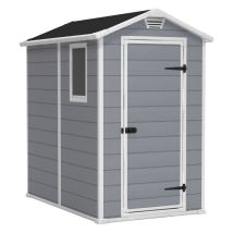 Keter Gerätehaus Manor 46 Grau – 130cm Breite – 192cm Tiefe – 198cm Höhe – Robuste Polypropylenkonstruktion
