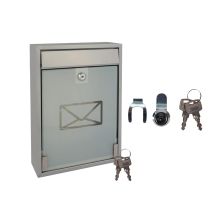 Briefkasten Mit Ersatzschloss, Stahl & Glastüre Satiniert Silber 36x26cm