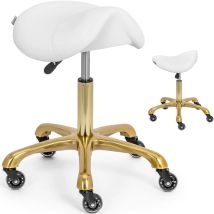 Taburete De Estética - 57 - 75 Cm - 150 Kg - Blanco/dorado