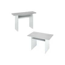 Habitdesign - Kit Tavolo Consolle Cm. 35/70x120x75h Bianco/cemento