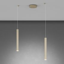 Lampadario Top Light Round Tube 1174 S2 Gu10 Led Cilindro Metallo Moderno, Finitura Metallo Sabbia