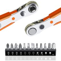 Starlight - Ratschenschraubendreher-set, 13-teilig, 110 Mm, 1/4-zoll-mini-ratschenschlüssel Und 12 Modell-schraubendreher-bits Mit Hohem Drehmoment, 1