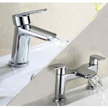 Centa Modern Waterfall Basin Single Lever Mixer Tap & Bath Filler Tap