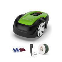 Paquete De Robot Cortacésped Optimow M Greenworks - Para 500m2 - 100m De Cable, 100 Estacas Y Conectores