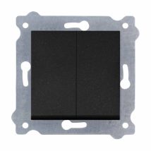 Interrupteur Va Et Vient Double Noir Metallisé 10a 250v Avec Cadre Simple Série Karell Exen