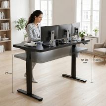 Bureau Assis-debout Électrique Huanuo ,plateau Spacieux 160x80 Cm (25 Mm D'Épaisseur), Moteur Sans Balais ,ergonomique & Montage Facile, Parfait Pour 